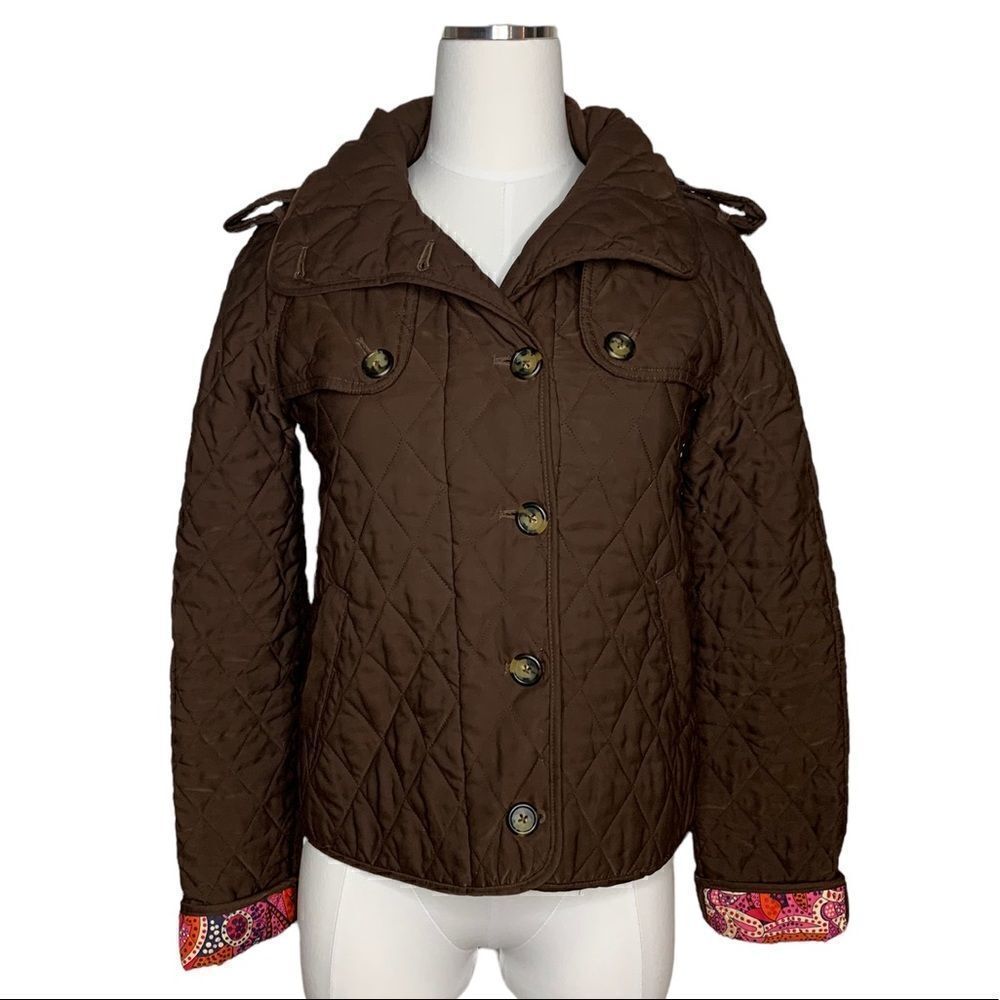 Lilly Pulitzer Brown Quilted Barn Jacket Size XS